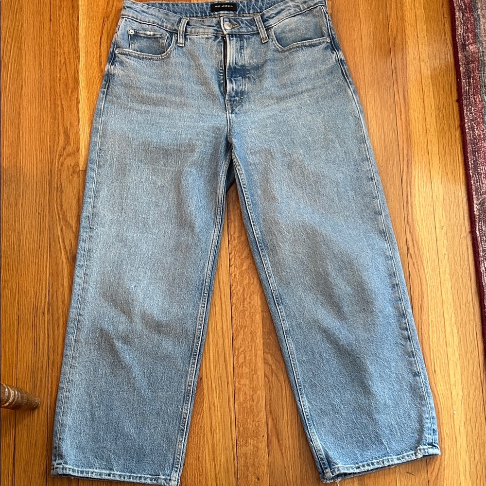 Stylish Light Blue crop wide straight Leg Jeans